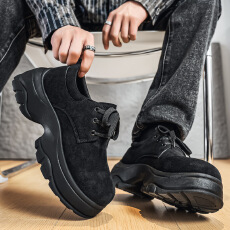 批发厚底增高<b class='q'>休闲</b>皮鞋绒面时尚老爹潮男鞋秋冬新款青年德比鞋系带低帮