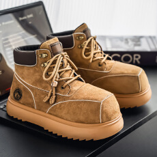 批发2025时尚新款大码男士工装鞋保暖防滑雪地靴低筒加绒男鞋冬季棉靴