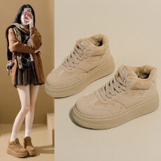 批发加绒高帮雪地靴女2025<b class='q'>冬</b>季新款学生ins韩版保暖休闲鞋棉鞋女