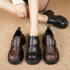批发乐福鞋2025秋季新款增高厚底女鞋软底潮流百搭精致小皮鞋女单鞋子