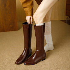 批发<b class='q'>简约</b>高筒长靴女2025年秋冬新款尖头显瘦高筒靴不过膝直筒骑士靴