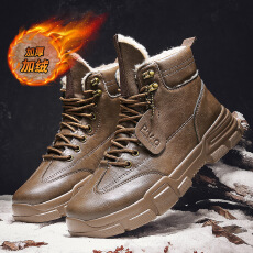 批发2025高帮马丁男靴子冬季加厚保暖雪地靴工装男鞋皮面加绒棉鞋户外