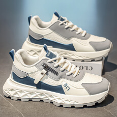 批发2026新款春季时尚运动鞋男士超轻舒适<b class='q'>休闲</b>跑步皮面增高防滑老爹鞋