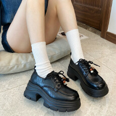 批发圆头2026新款百搭厚底乐福鞋女粗跟时尚英伦风小皮鞋女