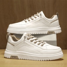 批发2026<b class='q'>春</b>季新款休闲板鞋时尚百搭男潮鞋男鞋皮面舒适防滑运动小白鞋