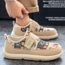 批发帆布鞋<b class='q'>男鞋</b>2026春季<b class='q'>新款</b>透气时尚平板鞋男士轻便薄款皮革布休闲鞋