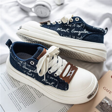 批发男鞋2026春<b class='q'>夏</b>新款厚底透气牛仔布大头德比鞋青少年休闲运动鞋板鞋