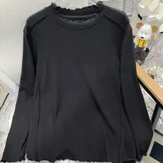 批发纯色打底衫德绒木耳边长袖T恤圆领新款秋冬保暖上衣