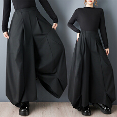 批发实拍2026春夏新款暗黑风宽松阔腿裤时尚百搭高腰显瘦慵懒风裤裙