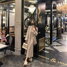 批发欧洲站秋冬2026新款高级感时尚慵懒风<b class='q'>长款</b><b class='q'>针织</b>连衣裙子两件套装