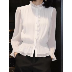 批发气质百搭<b class='q'>白色</b>轻薄<b class='q'>衬衫</b>女春季2026年新款洋气减龄小衫高端精致<b class='q'>衬衣</b>