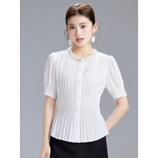 批发2026夏季新款短款雪纺衫女上衣洋气小衫修身显瘦衬衫潮