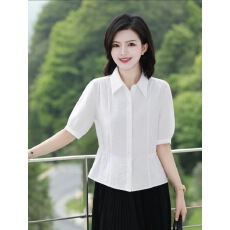 批发2026休闲通勤翻领收腰显瘦五分<b class='q'>袖</b>衬衫女夏季出游百搭<b class='q'>上衣</b>