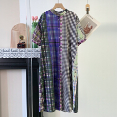 批发实拍 日系小众设计感复古印花棉质长款<b class='q'>衬衫</b>裙女夏季新款连衣裙