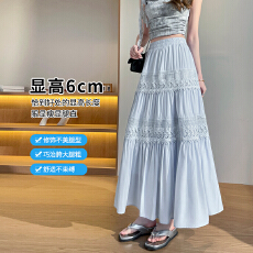 批发实拍春夏季新款蕾丝拼接时尚半身裙小个子百搭花边<b class='q'>中长款</b>裙子