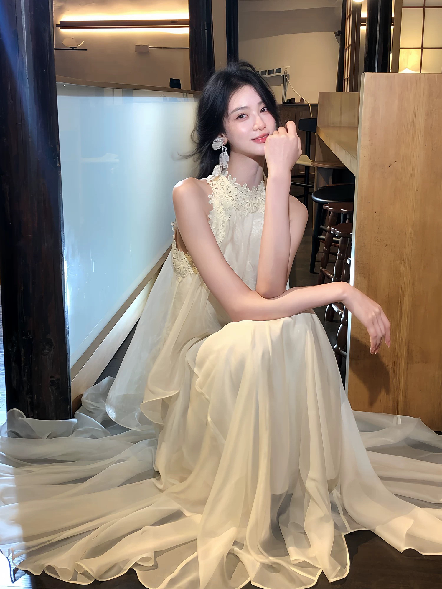 4.28 10 00am 켜기 새로운 자수 페이크 레이어드 드레스