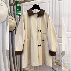 批发实拍 百搭潮牌大码撞色英伦风翻领中长款宽松休闲<b class='q'>风衣</b>