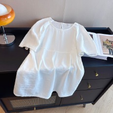 批发实拍 高级感韩系简约小众直筒连衣裙大码宽松纯色裙子