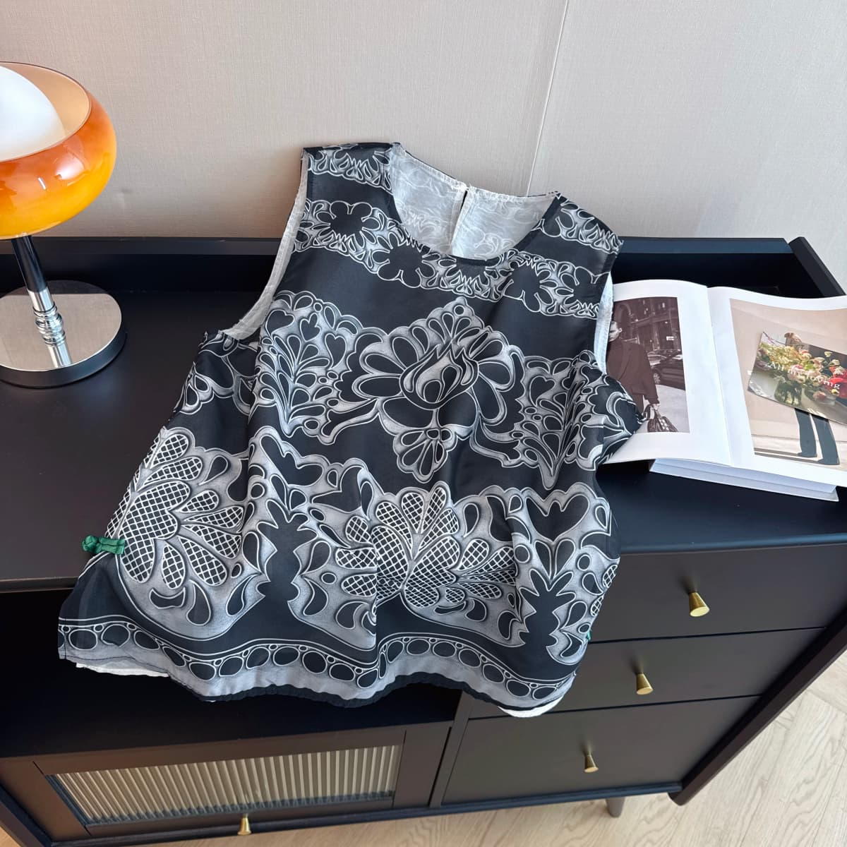 실사 레트로 여름 자수 꽃무늬 여성 셔츠 안감 코디 마이크로 ~을 통해 루즈핏 빅 사이즈 민소매 맨위