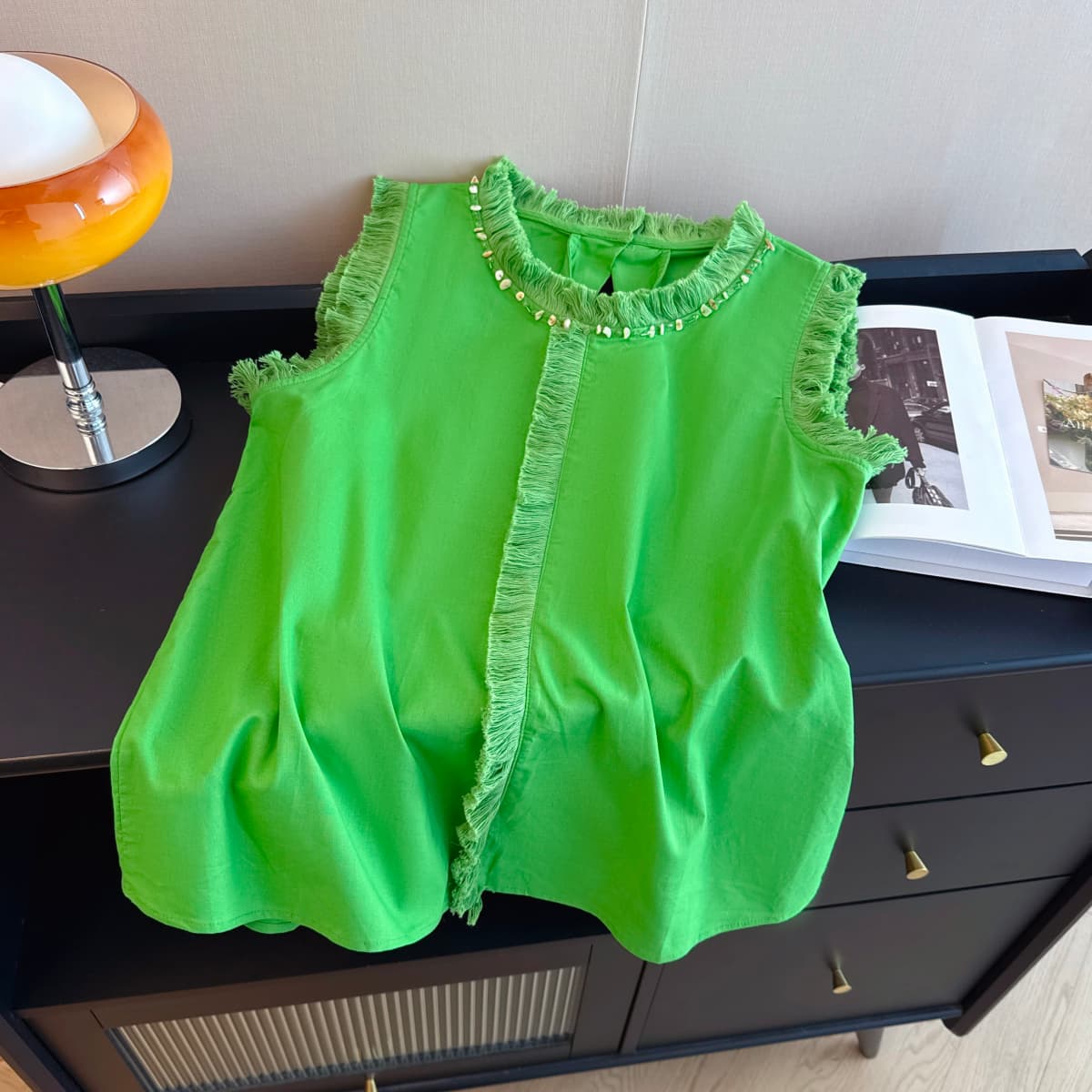 실사 빅 사이즈 술 측면 조개 디자인 센스 셔츠 외국 가스 민소매 보헤미안 바람 루즈핏 맨위