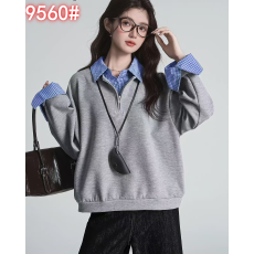 批发假两件polo领<b class='q'>卫衣</b>女秋季2025新款学院风半拉链无帽短上衣