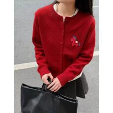 批发韩系小马刺绣浣熊开<b class='q'>衫</b>长袖2026百搭新款减龄毛衣外套上衣女