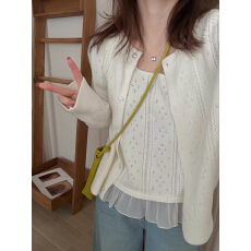 批发蕾丝拼接气质淑女针织两件套女2026春季新款<b class='q'>甜美</b>针织开衫潮