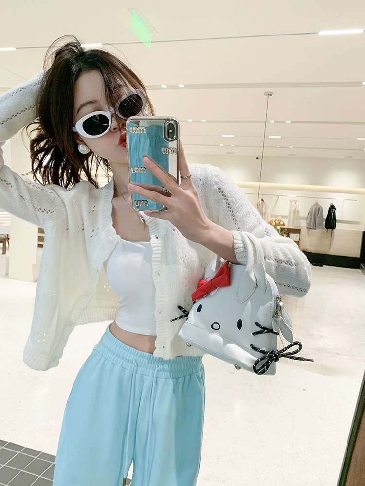 한국 chic 홀로우 아웃 쇼트 스타일 니트 오픈 가디건 여성 이른 봄 출퇴근 다용도 얇은 스타일 자외선 차단 맨위 트렌디