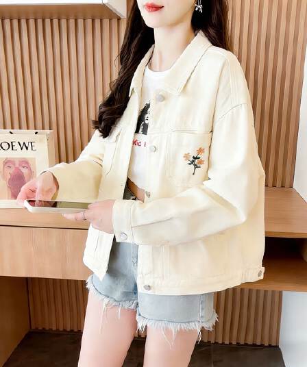 패션 캐주얼 데님 여성 코트 학생 봄 가을 새로운 작은 청신 달콤함 작은 키 쇼트 스타일 재킷 맨위