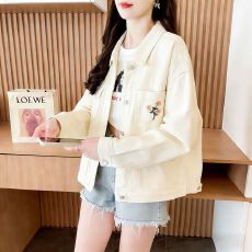 批发时尚休闲牛仔外套女学生春秋季新款小清新甜美小个子短款夹克上衣
