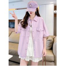 批发港风复古短袖<b class='q'>牛仔</b>外套女薄款夏季新款小个子宽松休闲外搭上衣