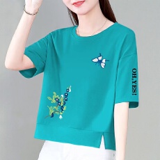 批发宽松短袖t恤女夏季新款时尚百搭宽松显瘦<b class='q'>大码</b>女装遮肚上衣体恤衫