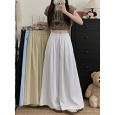 批发2026新款慵懒松紧腰宽松大裤腿百搭九分裤<b class='q'>女</b>