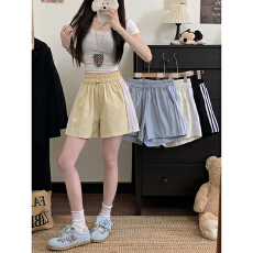 批发2026夏季新款松紧腰抽绳<b class='q'>短裤</b>显瘦阔腿裤休闲裤女