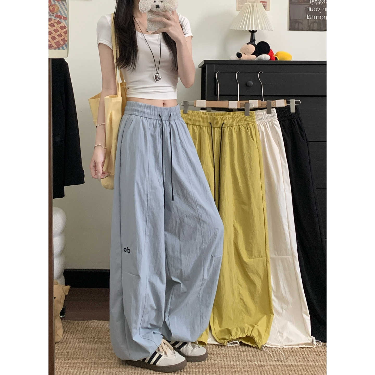 실사 2026 새로운 허리밴드 펌프 로프 조거 운동 캐주얼 바지