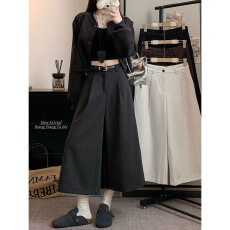 批发2025秋冬新款毛呢直筒裤<b class='q'>哈伦</b>西装裤高腰七分休闲裤女