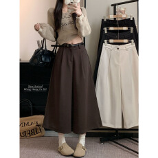 批发2025秋冬新款毛呢直筒裤<b class='q'>哈伦</b>西装裤高腰七分休闲裤女