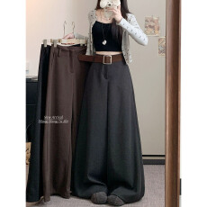 批发新款个性设计感呢子<b class='q'>阔腿裤</b>女<b class='q'>宽松</b>休闲<b class='q'>裤</b>子