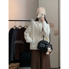 实拍！2025新款加厚宽松连帽短款卫衣女