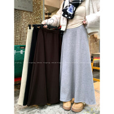 批发实拍！加绒裙子女2025松紧腰休闲百搭显瘦直筒中长裙