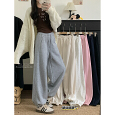 批发实拍!2025冬季新款抽绳加绒垂感阔腿裤休闲九分裤女