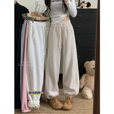 批发实拍!2025冬季新款抽绳加绒垂感阔腿裤休闲九分裤女