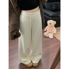 批发<b class='q'>冬</b>季新款抽绳羊绒裤加绒垂感阔腿裤休闲裤女