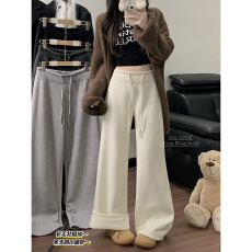 批发<b class='q'>冬</b>季新款抽绳羊绒裤加绒垂感阔腿裤休闲裤女