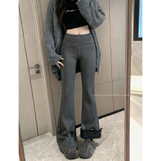 批发<b class='q'>实拍</b>!冬季新款加绒垂感微喇叭休闲<b class='q'>裤</b>女