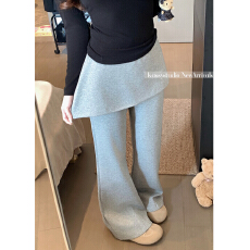 批发2026春季新款慵懒风两穿条纹抽绳阔腿裤<b class='q'>休闲</b>宽松直筒裤女