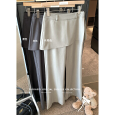 批发实拍！2026新款慵懒风拉链阔腿裤休闲宽松假两件直筒裤女