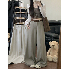 批发实拍！2026新款阔腿裤女垂感宽松休闲裤拖地西装裤子