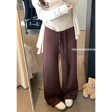 批发实拍！2026春季新款阔腿裤抽绳系带休闲宽松简约裤子女