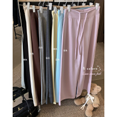 批发实拍！2026春季新款阔腿裤抽绳系带休闲宽松简约裤子女